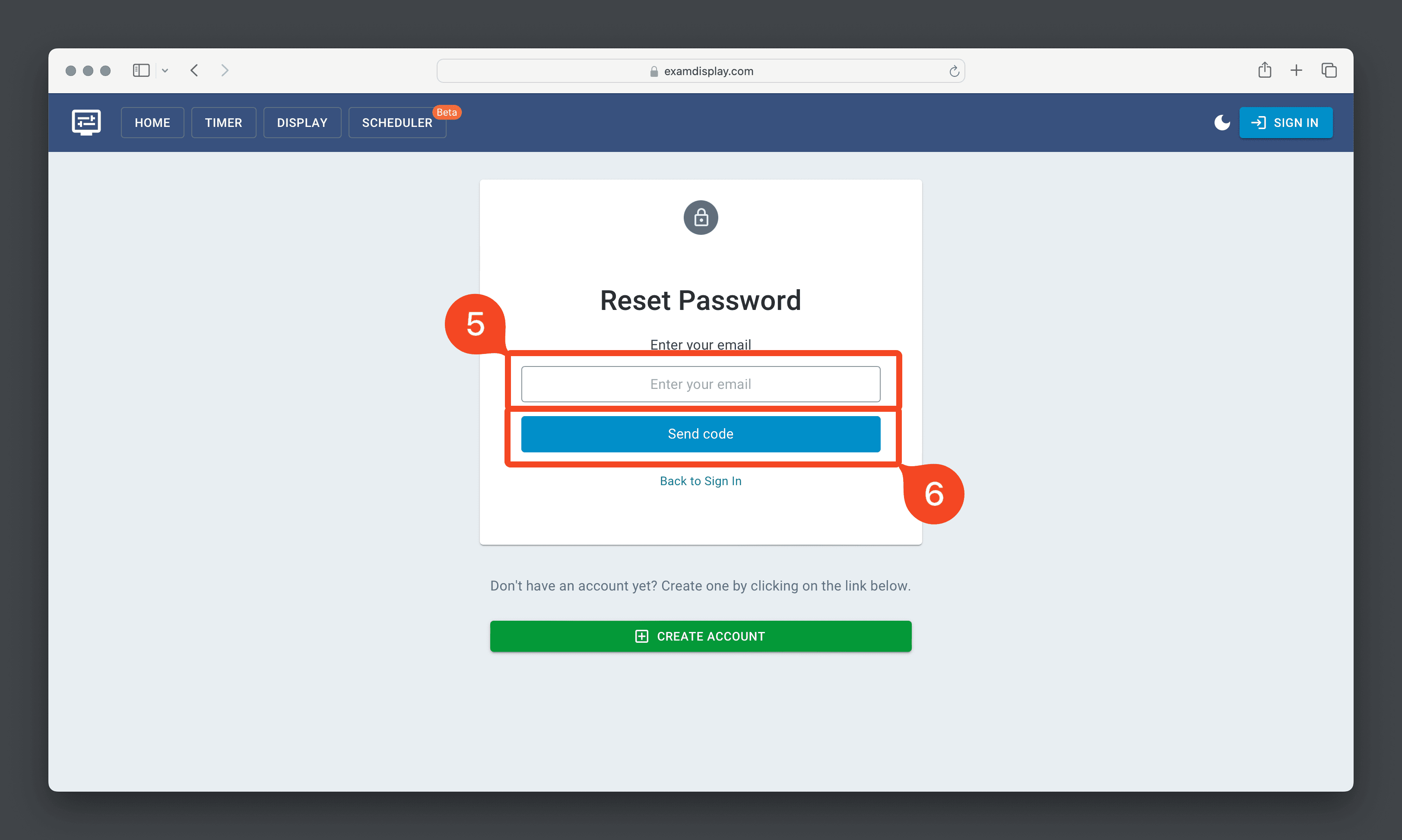 Reset password