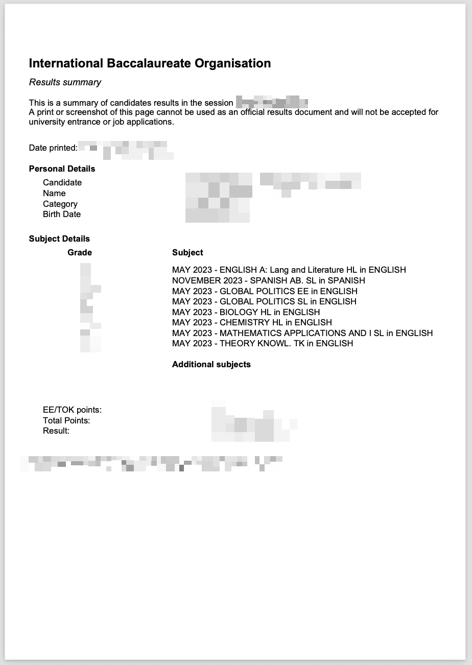 Candidate Summary file example