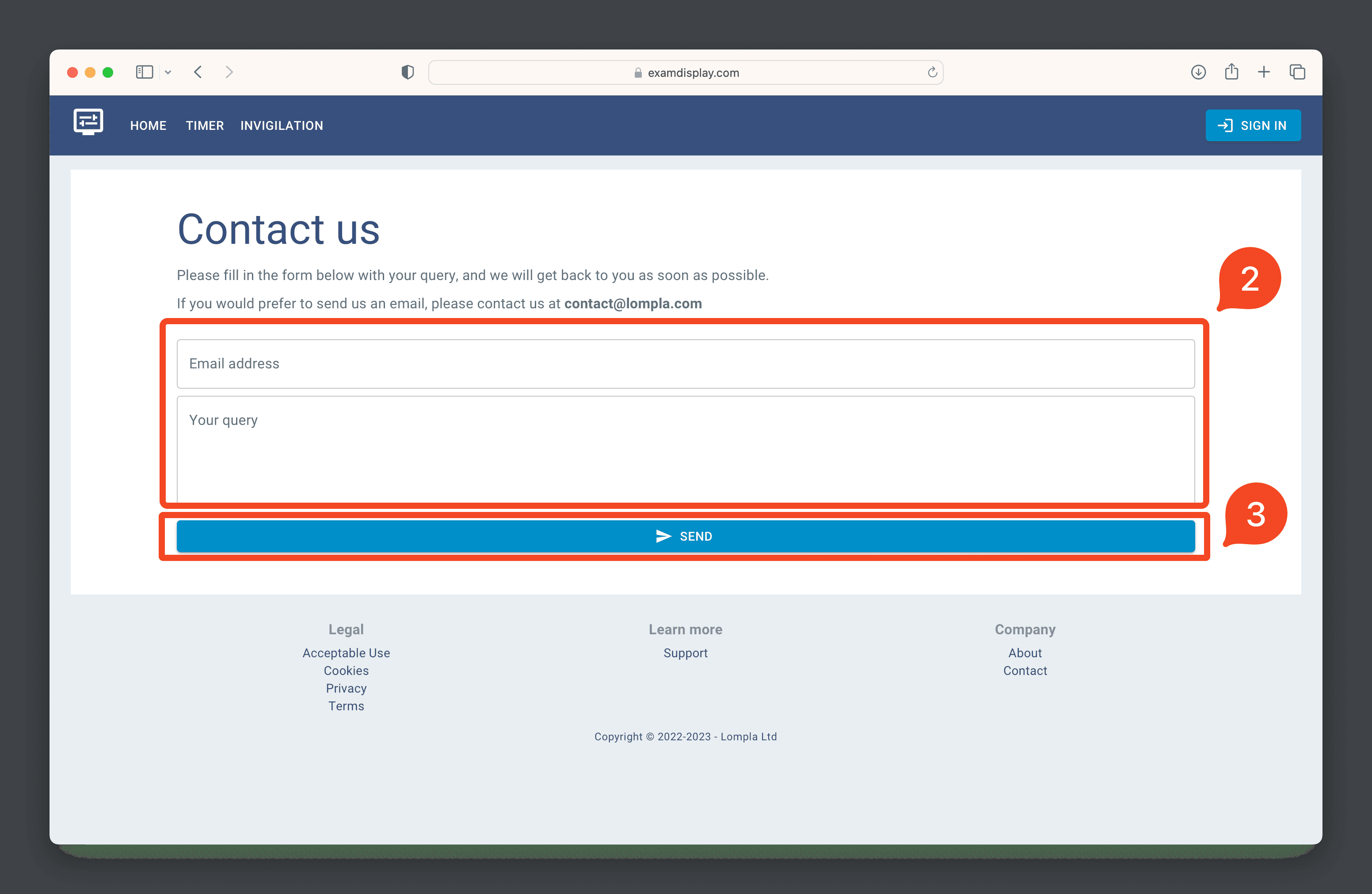 Fill in required fields