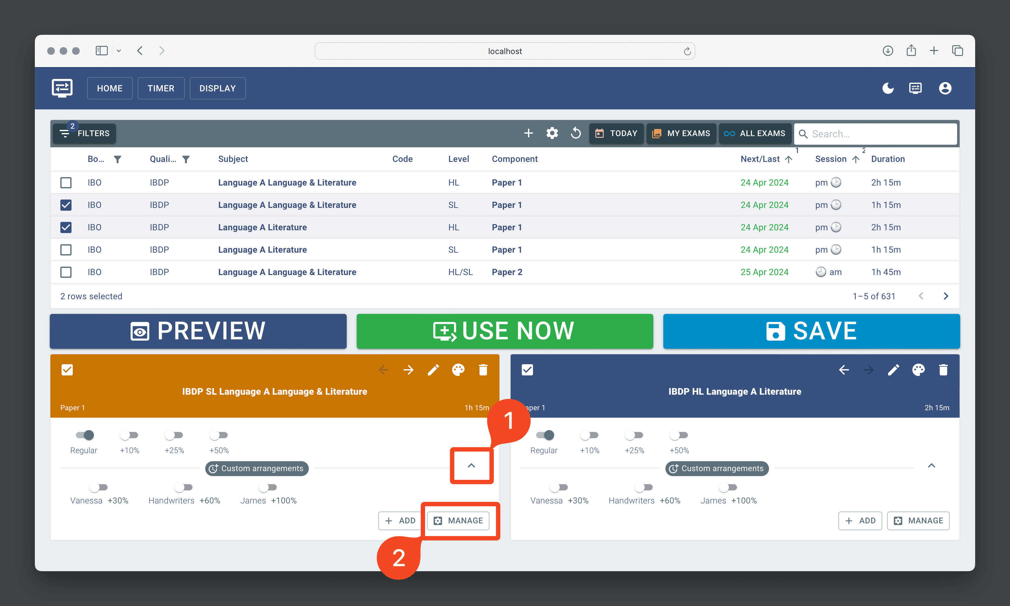 Edit custom extra time