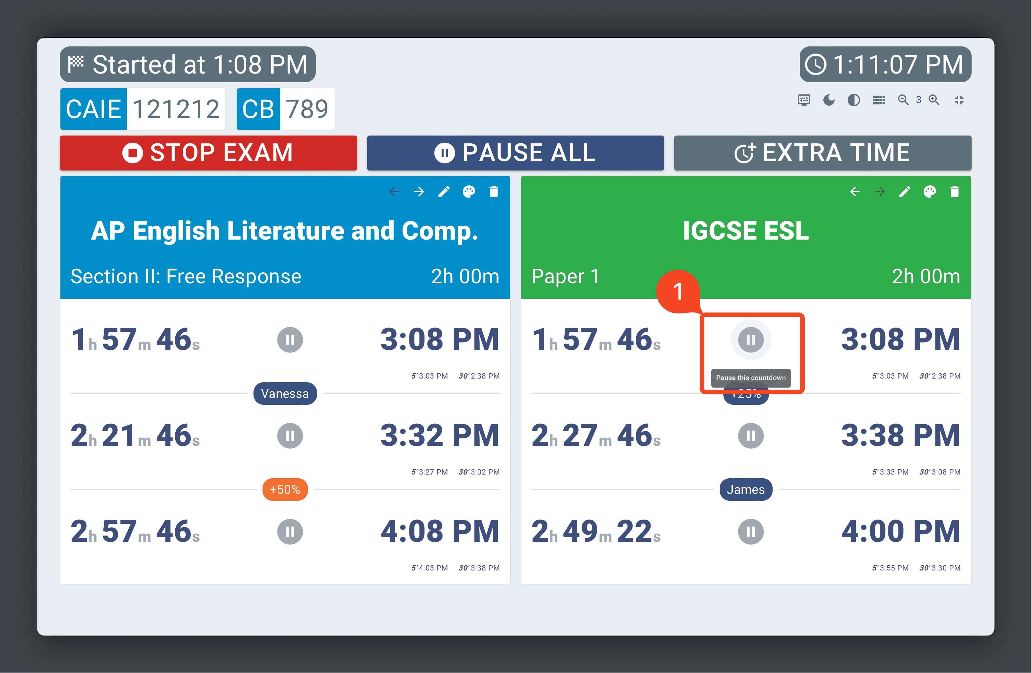 Pause Individual Countdowns