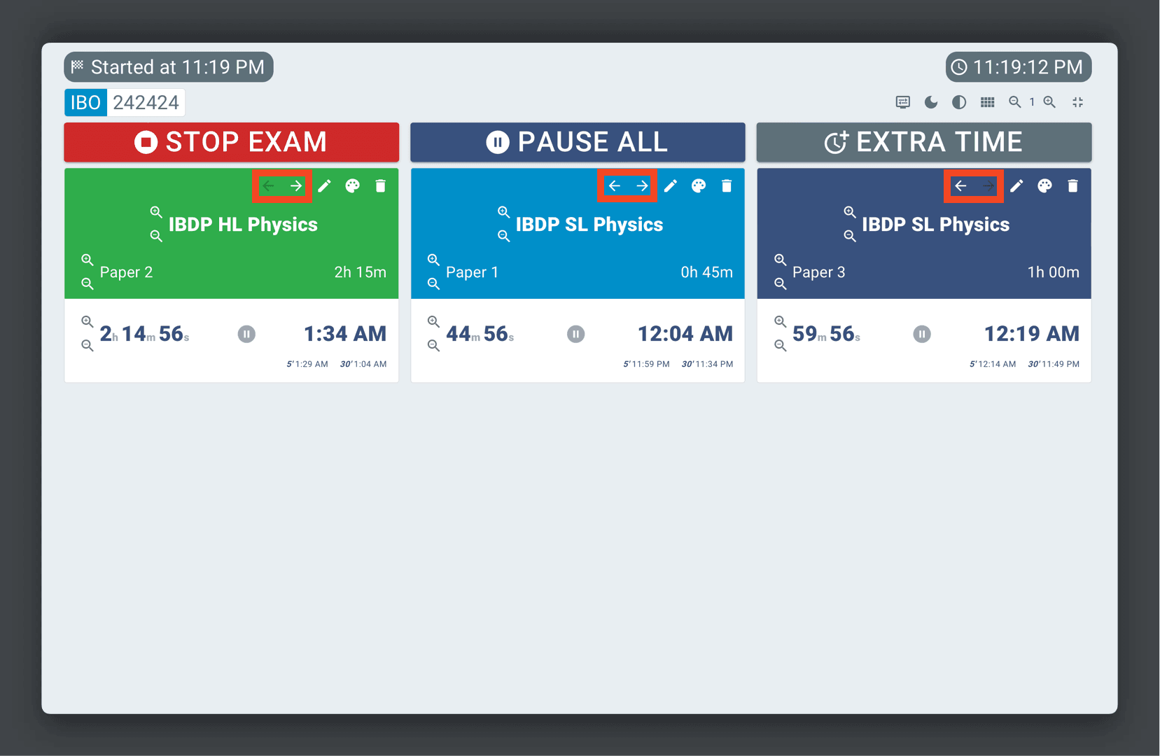 Re-ordering papers in the invigilation screen on Exam Display